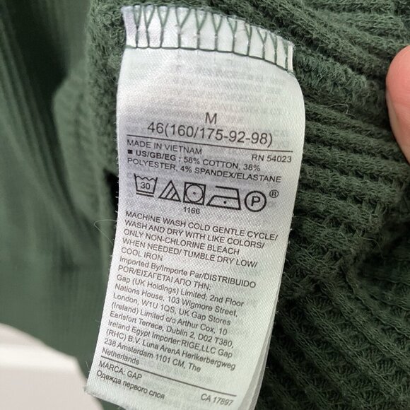 Gap Shirt Womens M Waffle Knit Oversize Turtleneck Emerald Green Long Sleeve - Picture 5 of 7